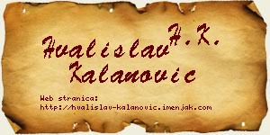Hvalislav Kalanović vizit kartica